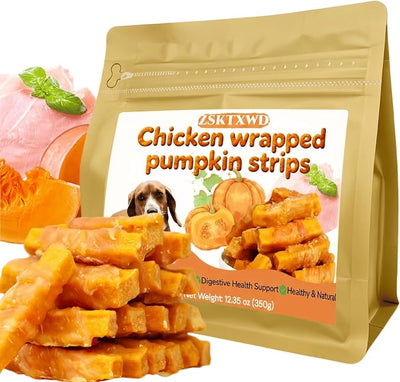 Dehydrated Chicken Wrapped Pumpkin Sticks for Dogs - (12.3oz) | Grain-Free Soft Chewy Training Treats, Rawhide Free Snacks