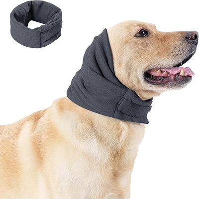 Dog Ear Cover, Comfort Dogs Hoodie for Anxiety, Adjustable Ear Wraps Muffs for Noise Protection, Grey L