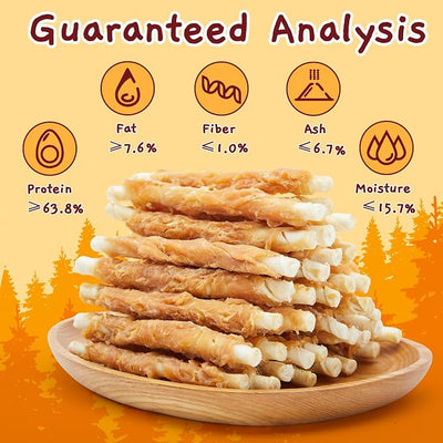 Jungle Calling 52 Count Chicken Wrapped Rawhide Sticks Dog Treats, High-Protein, 5 Inch Digestible Dog Chews for Small & Medium Dogs, Grain Free Training Snacks, 21.2 oz