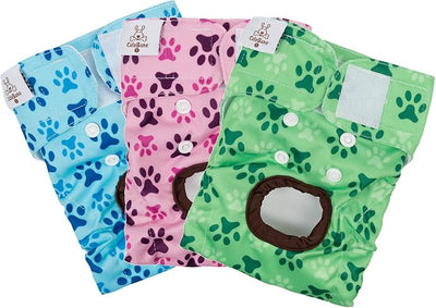 CuteBone Dog Diapers Female Washable Small Medium Large 3 Pack Reusable Doggie Diapers Puppy Period Pants for Doggy Heat Cycle Peeing