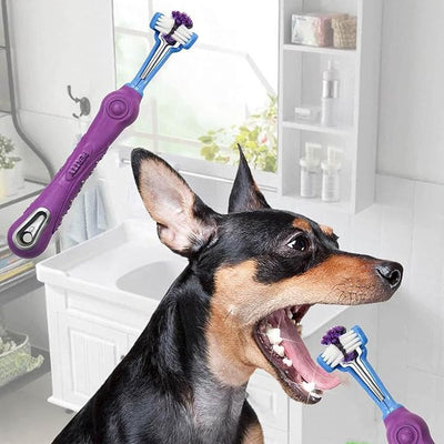 Orgrimmar 8 Pcs 3-Sided Pet Toothbrush Dog Cat Mouth Dental Teeth Care | Pet Brush for Bad Breath Tartar Cleaning