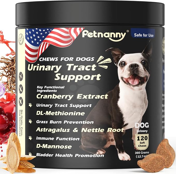 Petnanny Urinary Tract Support Soft Chews for Dogs, Cranberry Supplement for Dogs, Supports Bladder Health, pH Balance & Immunity, Chicken Flavor