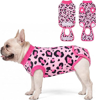 cyeollo Dog Recovery Suit Female, Breathable Surgery Suit for Dogs Female After Spayed, Soft Surgical Body Suit Dog Onesie, E-Collar & Cone Alternative, Anti-Licking Wound Surgery Clothes, Leopard XS