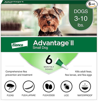 Advantage II Small Dog Vet-Recommended Flea Treatment & Prevention | Dogs 3-10 lbs. | 6-Month Supply