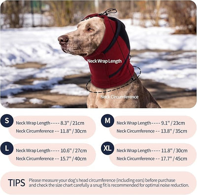 IECOii Medium Dog Ear Muffs No Shake Ear Wrap for Hematoma Grooming Noise Cancelling Calming Hoodie Prevents Ear for Dogs with Separation Anxiety Fireworks & Thunderstorms Head Ear Cover(Red,Medium)