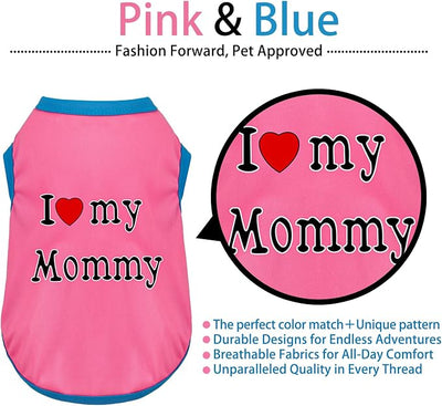 Color-Blocked Dog Tank Top with Playful Heat Transfer Designs – Lightweight Polyester Shirt for Small,MediumDogs, Perfect for Casual Outings.I Love My Mommy Pink 4XL