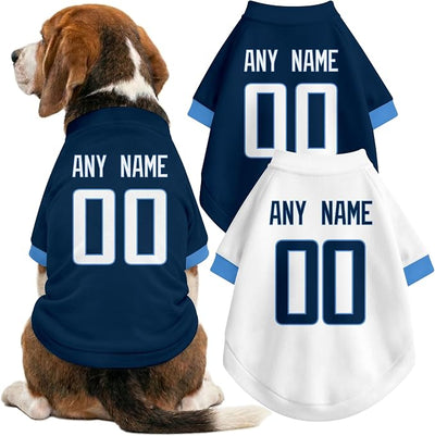 Tennessee Dog Clothes Jersey Style Personalized Pet T Shirt with Custom Name Number for Small Medium Large Dogs