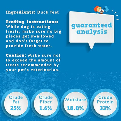 Jack&Pup Duck Feet for Dogs – All Natural Dog Chews, Single Ingredient Dehydrated Duck Feet Dog Treats – Great for Small & Medium Dogs (30 Count) Great Alternative to Chicken Feet and Pig Ears
