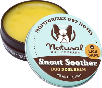 Natural Dog Company Snout Soother Dog Nose Balm, 4 oz. Tin, Dog Balm for Paws and Nose, Moisturizes & Soothes Dry Cracked Noses, Plant Based Nose Cream for Dogs | Moisturizer for Dry Crusty Noses, Coconut Oil & Shea Butter, Summer Care for Outdoor Dogs...