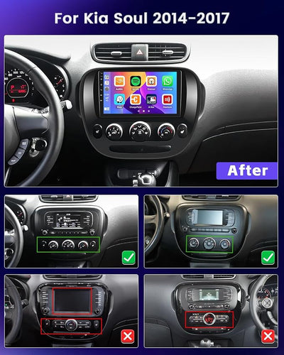 Hikity 2+64GB for Kia Soul 2014 2015 2016 2017 (Manual A/C) Android Car Stereo Wireless Carplay Android Auto 9 Inch Touchscreen Car Radio GPS Navigation WiFi Bluetooth FM EQ+Backup Camera
