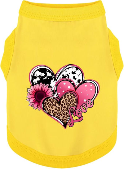 Discover Cozy Cotton Canine Wear: Soft, Lightweight, and Breathable Dog Shirt Vest with Eye-Catching Graphics (Hearts and Love), Keeping Your Furry Friend Comfy! Yellow 3XL