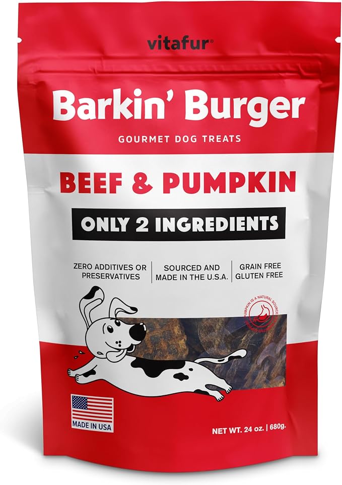 Barkin Burger Beef & Pumpkin Dog Treats Value Size – Limited Ingredient Recipe, Digestive Support, Protein Rich, Sensitive Stomach Friendly, Picky Eater Approved