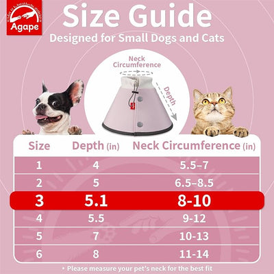Agape Soft Dog Cone for Small Dogs & Cats, Recovery Collar to Stop Licking | Comfy E-Collar Alternative for Puppies, Adjustable Cloth Cone After Surgery, Protective Neck Cone for Kittens, Washable