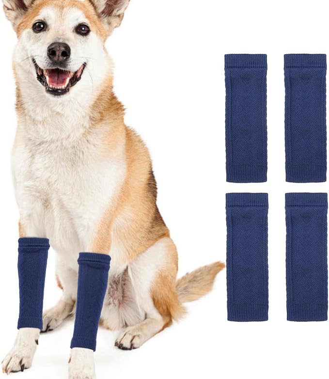 ROZKITCH 4 PCS Dog Elbow Protector, Dog Leg Wrap, Dog Lick Sleeve to Prevent Licking Back Leg, Joint Protective Sleeve Arthritis,
