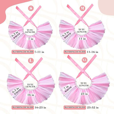 2 Pcs Dog Crown Headband Dog Tutu Dress Set Crystal Rhinestone Tiara Crown Tutu Skirt Pet Dress Costume for Puppy Birthday Party Wedding Photo Prop Costume(X-Large,Rose Red, White)