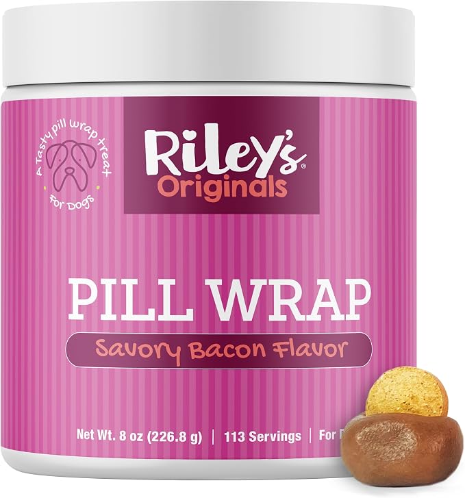 Riley's Pill Wrap for Dogs - Delicious Bacon Flavored Pill Paste for Dogs - Wrap Pills, Capsules, Tablets in a Pocket or Pouch to Mask The Taste & Make Pill Time Easy - 8 oz