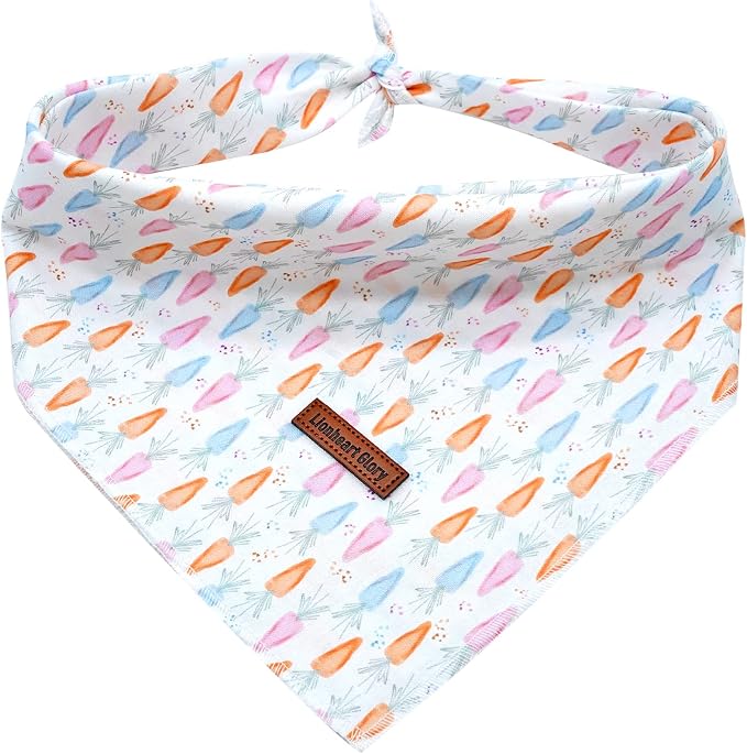 Lionheart Easter Dog Bandana - Washable Soft Scarf, Square Adjustable Bandana for Small Dogs and Cats