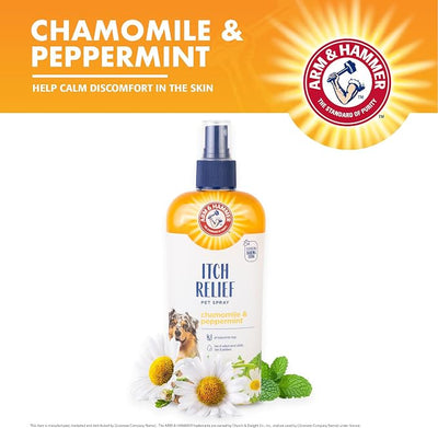 Arm & Hammer for Pets Itch Relief Spray for Dogs, Baking Soda Formula to Soothe Itchy and Irritated Skin and Hot Spots, No-Rinse Application, Chamomile and Peppermint Scent, 8 Fl Oz