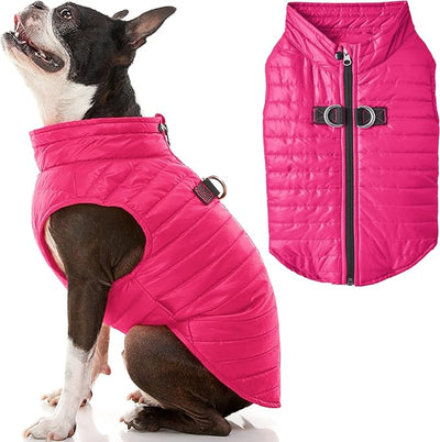 Gooby Puffer Vest Dog Jacket - Pink, X-Small - Ultra Thin Zip Up Wind Breaker with Dual D Ring Leash Water Resistant for Small to Medium Dogs