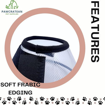 Pet Cone Collar Dog Cat Soft Plastic Recovery Collar Adjustable Comfortable Wounds Protection Small Medium Size Elizabeth Collar (Transparent, Small)