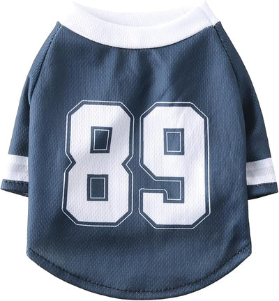 Pet Dog Jersey, Summer Cooling Mesh Fabric, Soccer Sportswear, Lightweight Football Casual Clothes for Small Dogs, Navy Blue, X-Large