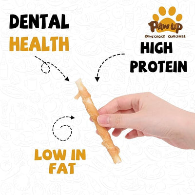 PAWUP Dog Treats, Chicken Wrapped Rawhide Sticks, Long Lasting Rawhide Chews for Teeth Cleaning, Taurine Added for Small & Medium Dogs, 24oz