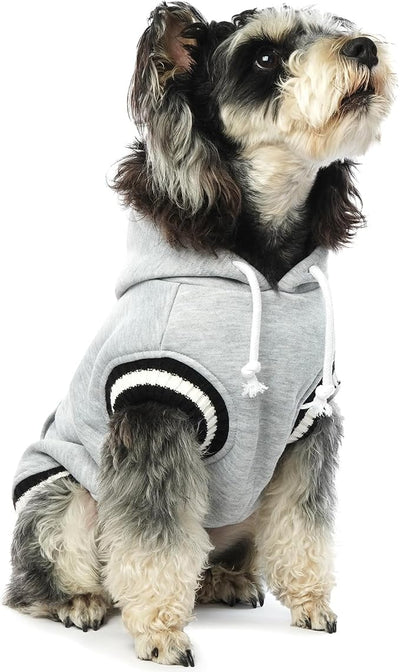 FUAMEY Dog Hoodie, Winter Fleece Sweater, Pet Warm Sweatshirt with Pocket, Soft, Christmas Outfit, Puppy Vest with Leash Hole for Small, Medium, Large Dogs, Grey