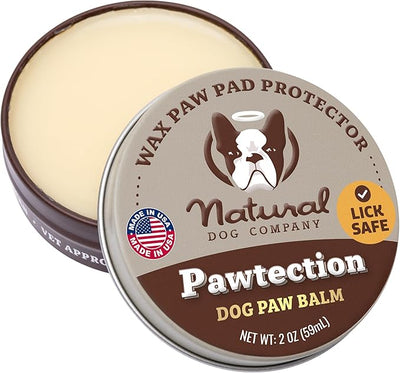 Natural Dog Company PawTection Dog Paw Wax, 2 oz Tin | Hot Pavement Protection, Sand, Asphalt & Trails, Waxy Barrier Balm, Non-Toxic & Lick Safe, Summer Walks, Hiking & Beach Days