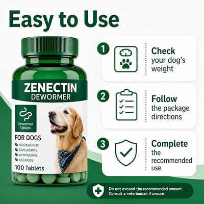 Zenectin Dewormer for Dogs, Digestive Cleanser, Broad Spectrum for All Wormer, Hookworms, Lung Worms, Pin Worms, Round Worms