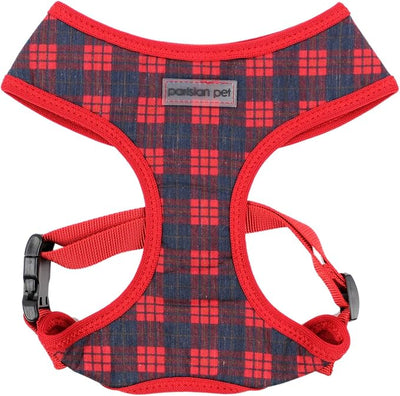 Parisian Pet Red Plaid Dog Harness - Breathable No Pull Puppy Harness with Leash Ring - Adjustable Harnesses for Dogs - Soft Padded Step-in Pet Vest - Lightweight Dog Vests for Medium Sized Dogs