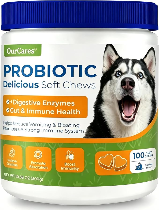 Probiotics for Dogs – Probiotic Chews with 4.8 Billion CFU, Digestive Enzymes & Pumpkin | Dog Gut Health Supplement for Diarrhea, Gas & Sensitive Stomach | Soft Chews for Senior Dogs