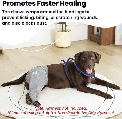 Dog Leg Sleeve for Stop Licking & Post-Surgery Recovery | Protects Injured Rear Legs from Excessive Licking & Scratching | Cone Alternative with Breathable Fabric | Easy to Use (Grey, X-Large)