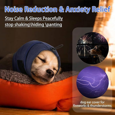 MIGOHI XL Ear Muffs for Dogs Noise, Breathable No Shake Ear Wrap for Hematoma, Dog Calming Hoodie for Thunderstorms Bath Grooming Car Rides, Ears Protection for Large Dogs German Shepherds, Blue XL