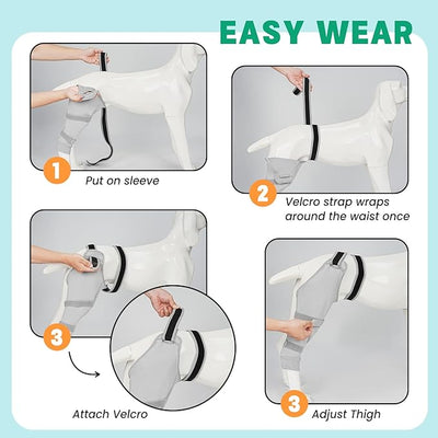 Dog Rear Leg Sleeve to Stop Licking, Hind Leg Protector After TPLO Recovery, ACL Surgery, Wounds or Skin Issues, Soft Breathable Comfortable Cover for Large Medium Small Dogs, S,Right, Light Black