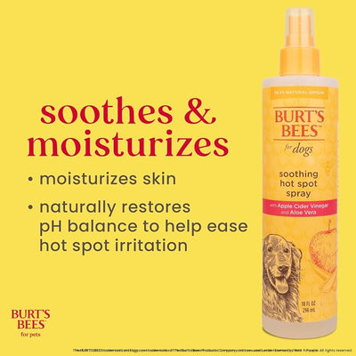 BURT'S BEES FOR PETS Hot Spot Spray with Apple Cider Vinegar and Aloe Vera, 95% Natural Origin Formulas, Dog Spray for Itchy Dogs, Dog Spray Itchy Skin Relief, 2pk 10oz