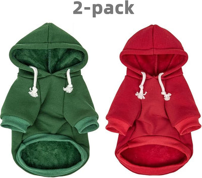 2-Pack Dog Hooded Sweaters & Jackets - Soft Dog Clothes Hoodie for Small/Medium/Large Dogs & Cats | All-Season Comfort & Fit, Stylish Pet Shirts Apparel & Accessories (Wine red, Dark Green, X-Large)
