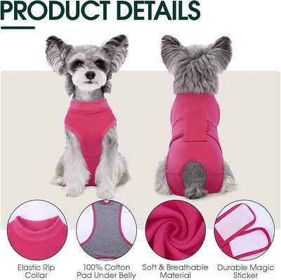 Kuoser Dog Surgery Suit Female Spay, Dog Recovery Suit Male Neuter, Pet Clothes Onesie for Surgery Anti Licking Abdominal Wounds Puppy Surgical Recovery Bodysuit Shirt, Substitute E-Collar & Cone