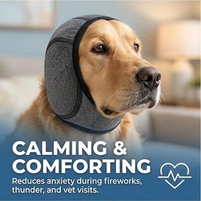 Zenpup Noise Cancelling Ear Wrap, Dog No Shake Ear Muffs Noise Protection Firework Thunder Vacuum, Comfortable Quiet Dogs Calming Hoodie, Adjustable for Grooming Bathing & Swimming (Black, Large)