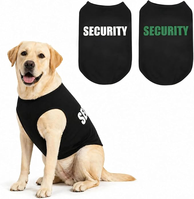 Upgraded Dog Security Shirt Vest for Puppy, Cat, and Dog, Cotton Technical Fabric with Fluorescent Printing, Large Medium Small (E6XL, Black)