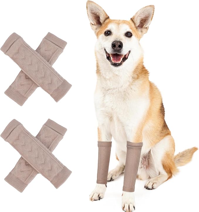 ROZKITCH 4 PCS Dog Leg Protectors, Hind Leg Sleeve Elbow Knit for Sore On-Legs, Pet Leg Protection, Covers Wounds and Reduces Pain