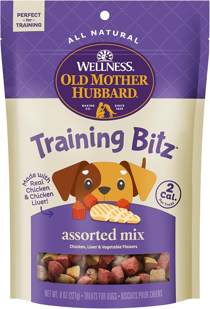 Wellness Old Mother Hubbard Training Bitz Assorted Mix Dog Treats, Natural Biscuits, 3 Flavors, 8 oz Bag
