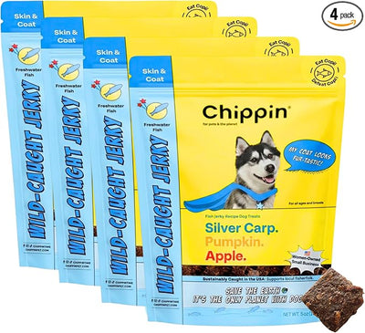 Chippin Dog Treats, Healthy Soft Chewy Treats with Fish Protein & Pumpkin, Grain Free Dog Treats for Training or Rewards for Small, Large Dogs, Natural Ingredients for Sensitive Stomach, 4 Pack