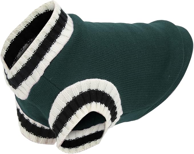 Pet Warm Coat, V Neck Striped College Uniform Pet Knitting Flocking Clothes Vest for Puppy Small Medium Dogs Autumn and Winter Apparel