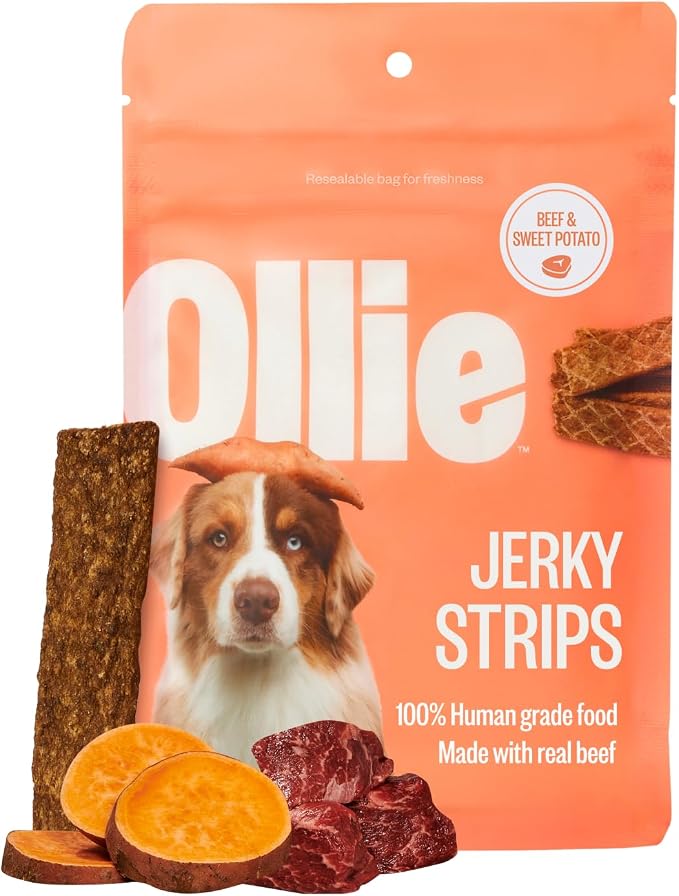 Ollie Beef & Sweet Potato Jerky Dog Treats, 5 oz Pack of 1, All Natural, Healthy Snacks, Made with Real Meat, Human Grade, for Dogs