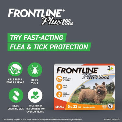 FRONTLINE Gold Flea & Tick Treatment for Small Dogs Up to 5 to 22 lbs., Pack of 3