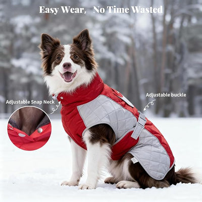 Dog Coat Dogs Jacket Waterproof Reflective Adjustable Dog-Winter Coats for Small/Medium/Large Dogs Dachshund Coat-(Red, XXX-Large)