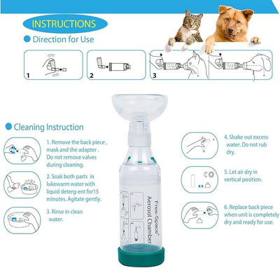 Cat Inhaler Spacer,Specifically Designed for Cats,with Round Shape Silicone Mask,Feline Aerosol Chamber with Breathing Indicator – Include 2 Mask for Best Fit (for cat)