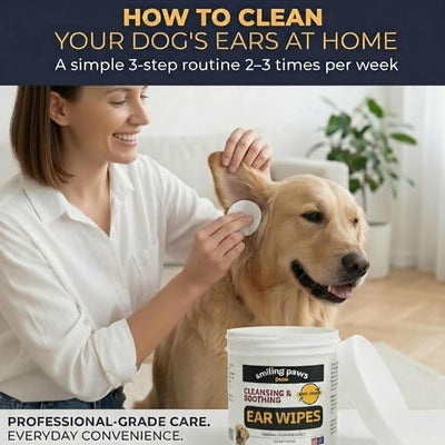 Smiling Paws Pets Ear Wipes for Dogs | Dog Ear Wipes Otic Cleanser for Dogs to Stop Ear Itching with Aloe and Eucalyptus Made in USA 100 Count