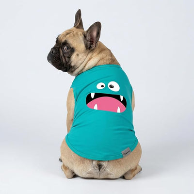 Fitwarm 3 Pack Monster Dog Shirt, Lightweight Funny Dog Tshirt, Summer Clothes for Small Dogs Boy Girl, Pet Outfit, Orange, Green, Teal, XS