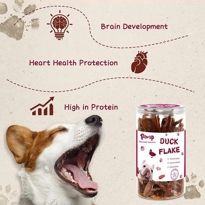 PAWUP Duck Flakes & Sweet Potato Duo Dog Treats, Soft Chews for Small & Medium Dogs, High Protein & High Fiber, Gentle on Sensitive Stomachs, Natural Daily Snack with Taurine, 12.5 oz